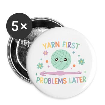 Yarn First Problems Later Funny Crochet Yarn - Buttons large 2.2''/56 mm (5-pack) - white - Front