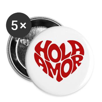 Hola Amor Retro Red Heart Love - Buttons large 2.2''/56 mm (5-pack) - white - Front