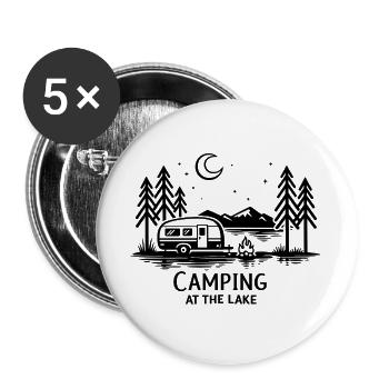 Mondnacht Camping im Wald - Buttons groß 56 mm (5er Pack) - Weiß - Vorne