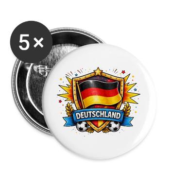 Deutschland Shield Fußball Design - Buttons groß 56 mm (5er Pack) - Weiß - Vorne