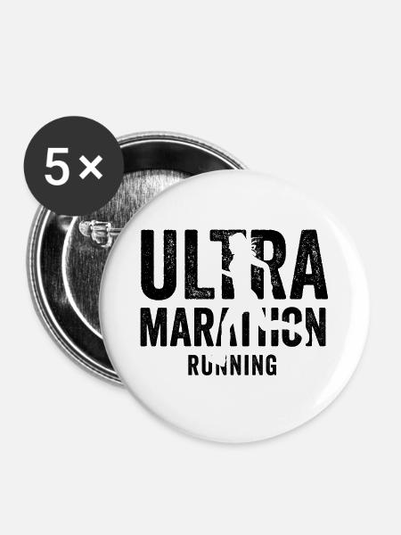 Ultra-Marathon-Lauf - Buttons groß 56 mm (5er Pack) - Weiß
