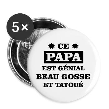 Ein großartiger Vater - Buttons groß 56 mm (5er Pack) - Weiß - Vorne