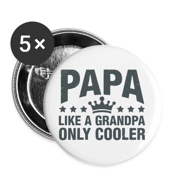 Papa Like a Grandpa, Only Cooler - Buttons large 2.2''/56 mm (5-pack) - white - Front