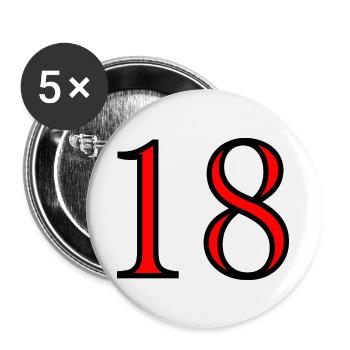 18. 18 JAHRE ALT. 18-JÄHRIGES JUBILÄUM. 18. GEBURTSTAG. - Buttons groß 56 mm (5er Pack) - Weiß - Vorne