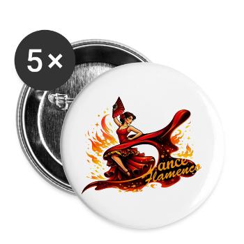 Flamenco dancer with fire and fan - Buttons large 2.2''/56 mm (5-pack) - white - Front