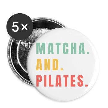 MATCHA ET PILATES - Lot de 5 grands badges (56 mm) - blanc - Devant
