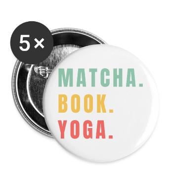MATCHA-BUCH YOGA - Buttons groß 56 mm (5er Pack) - Weiß - Vorne