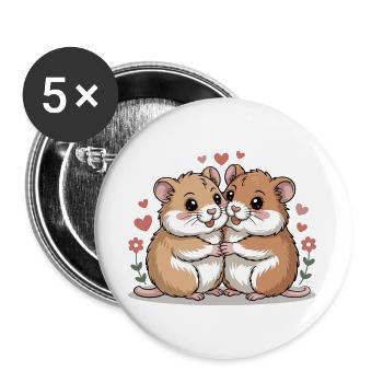 Couple de hamsters pour la Saint-Valentin - Lot de 5 grands badges (56 mm) - blanc - Devant