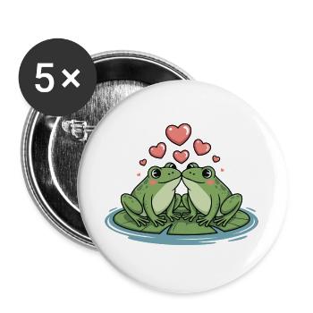 Frog Couple Heart - Buttons large 2.2''/56 mm (5-pack) - white - Front