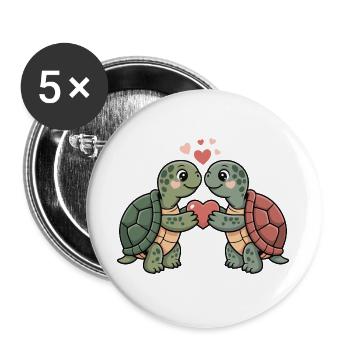 Turtles Love Hug Cuddle Heart Cute - Buttons large 2.2''/56 mm (5-pack) - white - Front