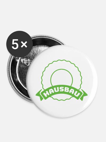 Team Hausbau Emblem - Buttons groß 56 mm (5er Pack) - Weiß
