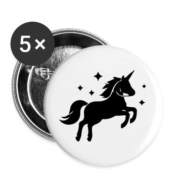 Einhorn Sterne Schwarz Symbol - Buttons groß 56 mm (5er Pack) - Weiß - Vorne