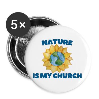 Église de la nature Tournesol Earth Globe - Lot de 5 grands badges (56 mm) - blanc - Devant
