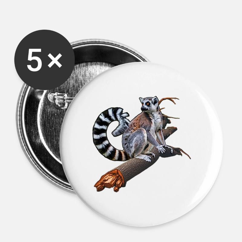 Ring-tailed lemurs - Buttons large 2.2''/56 mm (5-pack) - white