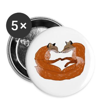 Fuchsherz Zweisamkeit - Buttons groß 56 mm (5er Pack) - Weiß - Vorne