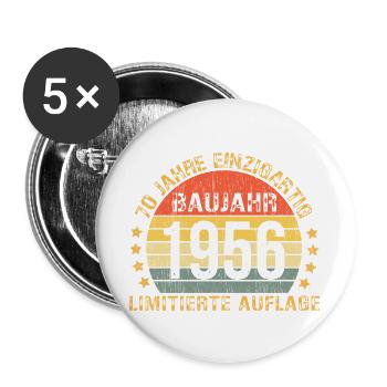 1956 Geburtstag 70 Dekoration Lustig 70 Geburtstag - Buttons groß 56 mm (5er Pack) - Weiß - Vorne