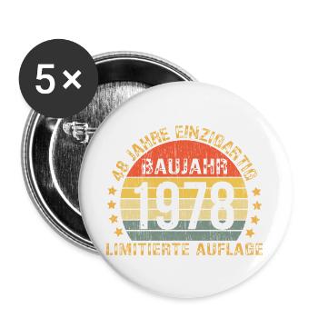 48. Geburtstag Mann Frau 48 Jahre 1978 Deko Lustig - Buttons groß 56 mm (5er Pack) - Weiß - Vorne