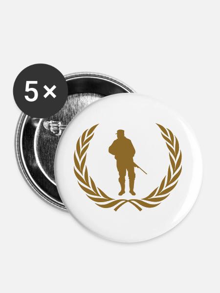 Jagd – Jäger - Buttons groß 56 mm (5er Pack) - Weiß