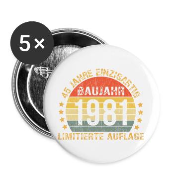 1981 Birthday 45 Decoration 45s 45 Birthday - Buttons large 2.2''/56 mm (5-pack) - white - Front