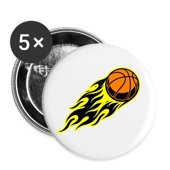 Basketball flame - Buttons large 2.2''/56 mm (5-pack) - white - Front