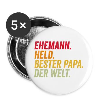 Mari Meilleur Papa Fête des Pères Drôle - Lot de 5 grands badges (56 mm) - blanc - Devant