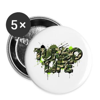 Turbo Life Camouflage Tuning Fans Street Style - Buttons large 2.2''/56 mm (5-pack) - white - Front
