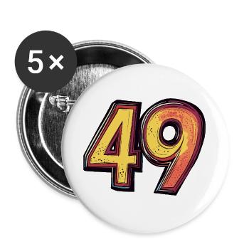 49 Zahl Bunt - Buttons groß 56 mm (5er Pack) - Weiß - Vorne