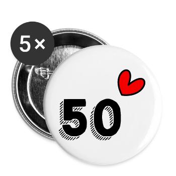 50. 50 YEARS. 50th ANNIVERSARY. 50 YEARS ANNIVERSARY. - Buttons large 2.2''/56 mm (5-pack) - white - Front