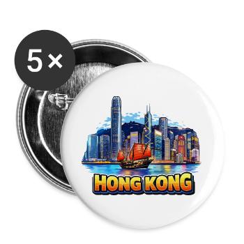 Silhouette de Hong Kong - Lot de 5 grands badges (56 mm) - blanc - Devant