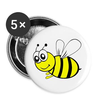 Biene - Buttons groß 56 mm (5er Pack) - Weiß - Vorne