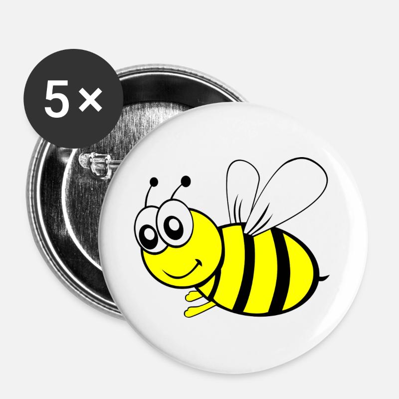 Bee - Buttons large 2.2''/56 mm (5-pack) - white