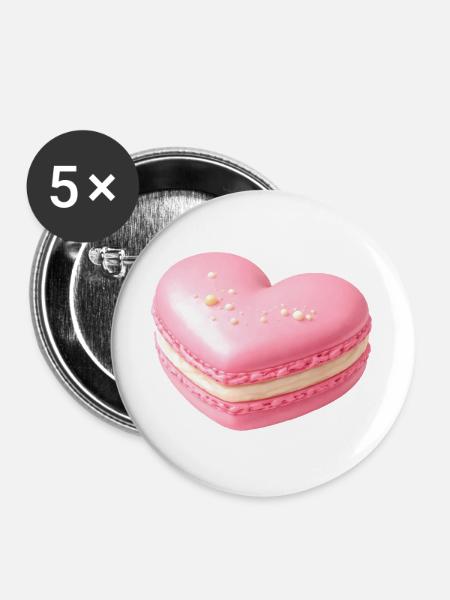 Macaron Herz Pastell Geschenk - Buttons groß 56 mm (5er Pack) - Weiß