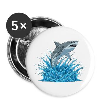 Haifischsprung über Wildwasser - Buttons groß 56 mm (5er Pack) - Weiß - Vorne