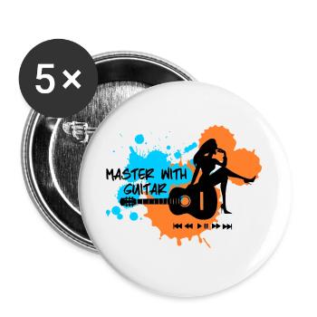 Master with guitar - Blau Orange - Buttons groß 56 mm (5er Pack) - Weiß - Vorne