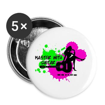Master with guitar - Grün Pink - Buttons groß 56 mm (5er Pack) - Weiß - Vorne