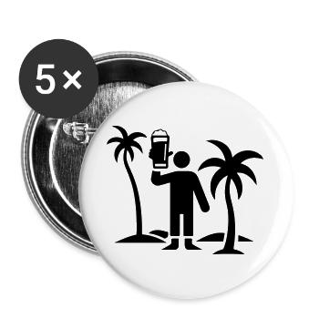 Party Urlaub Insel Bier - Buttons groß 56 mm (5er Pack) - Weiß - Vorne