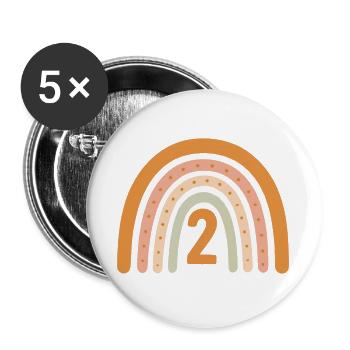 Second Birthday Rainbow - Buttons large 2.2''/56 mm (5-pack) - white - Front