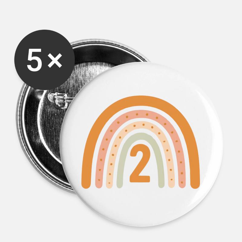 Second Birthday Rainbow - Buttons large 2.2''/56 mm (5-pack) - white