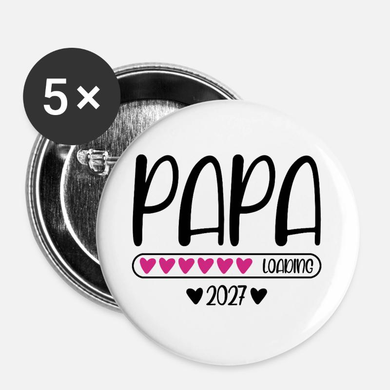 Dad 2027 loading with heart loading bar - Buttons large 2.2''/56 mm (5-pack) - white