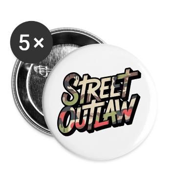 Design camouflage Street Outlaw pour les fans de streetwear - Lot de 5 grands badges (56 mm) - blanc - Devant