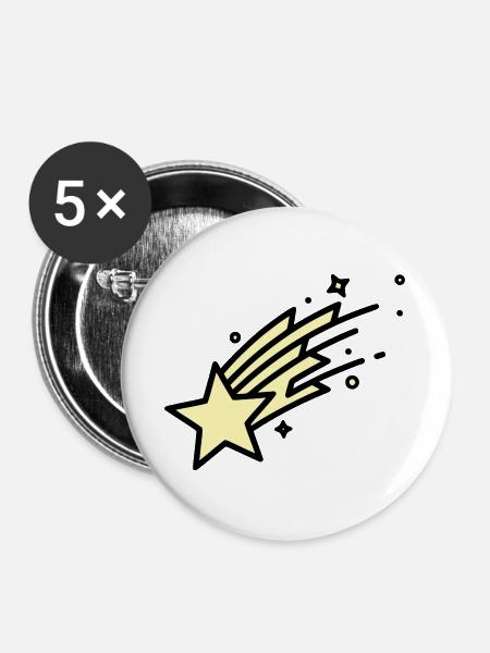 Sternschnuppe Komet Comic - Buttons groß 56 mm (5er Pack) - Weiß