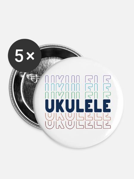 Ukulele typography - Buttons groß 56 mm (5er Pack) - Weiß