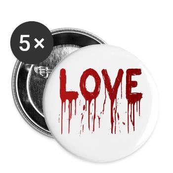 Love with Ink Drops - Buttons large 2.2''/56 mm (5-pack) - white - Front