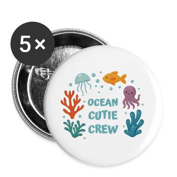 Amis sous-marins - Lot de 5 grands badges (56 mm) - blanc - Devant