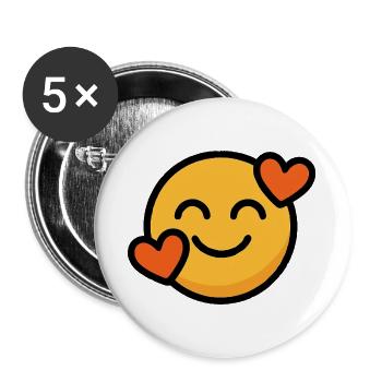 Sourire avec des cœurs aimants - Lot de 5 grands badges (56 mm) - blanc - Devant