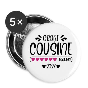 Große Cousine 2027 loading - Buttons groß 56 mm (5er Pack) - Weiß - Vorne