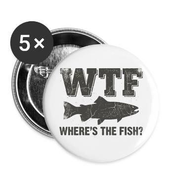 Chemise humoristique de pêcheur pour pêcheur - Lot de 5 grands badges (56 mm) - blanc - Devant