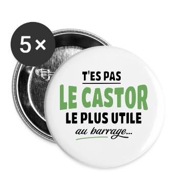 The Green Beaver Typography - Buttons large 2.2''/56 mm (5-pack) - white - Front