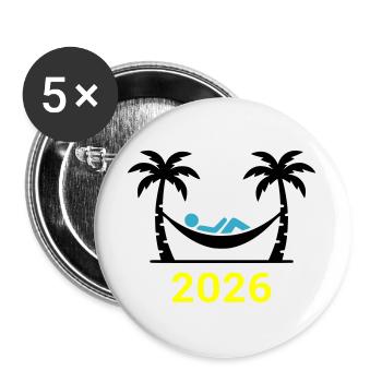Hammock Palm Trees 2026 - Buttons large 2.2''/56 mm (5-pack) - white - Front