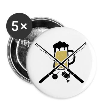 Cannes à pêche Chope de bière Armoiries - Lot de 5 grands badges (56 mm) - blanc - Devant